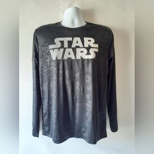 Star Wars men's black graphic embossed long sleeve t-shirt size XL